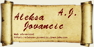 Aleksa Jovančić vizit kartica